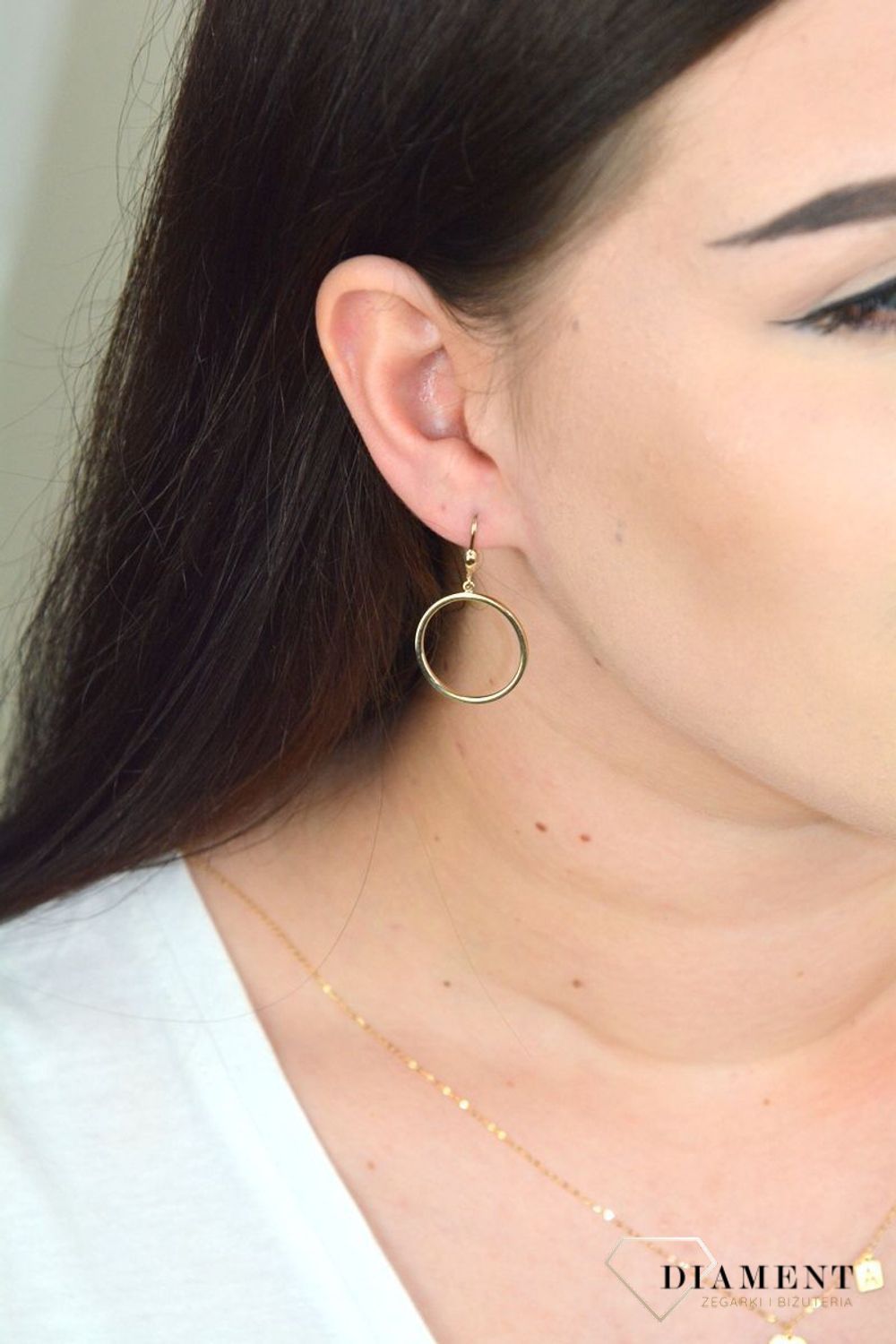 Złote kolczyki wiszące kółka KL 9521.jpg